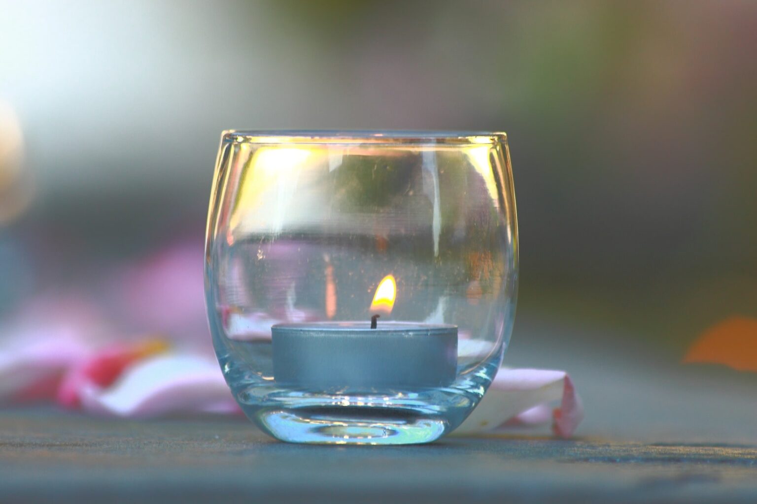 candle in glass